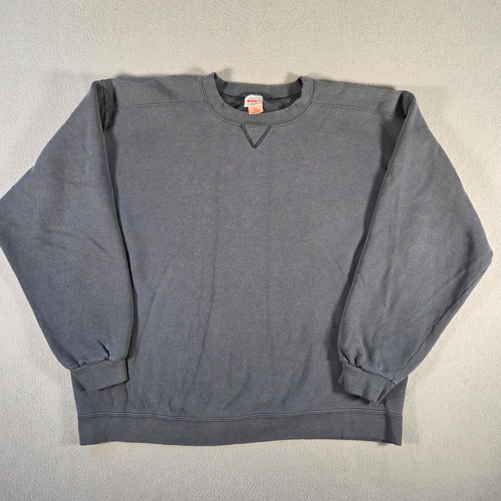 Vintage Pro Spirit Sweatshirt Mens XL Faded Black Blank Crewneck Pullover USA